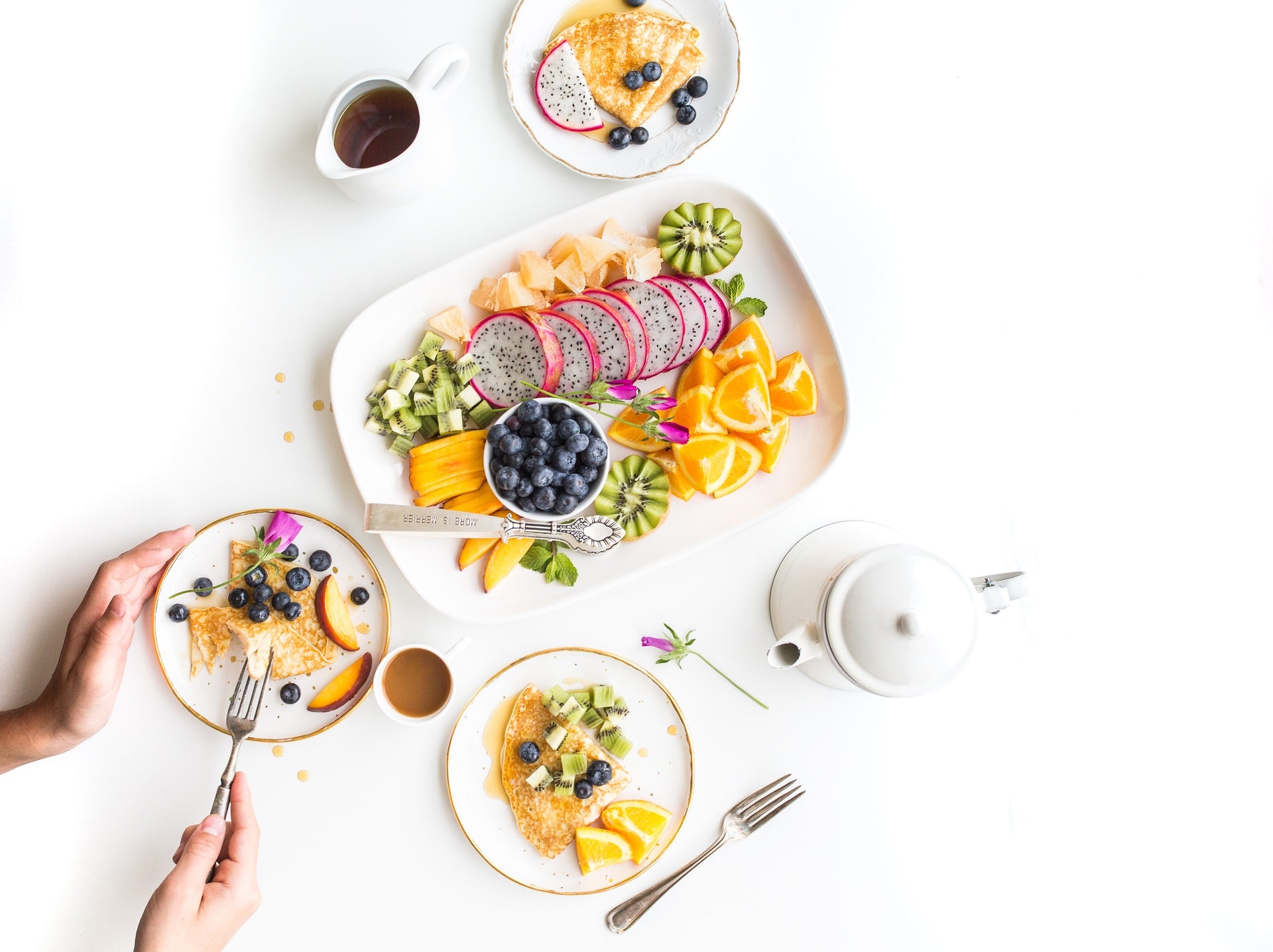 plates with healthy organic foods