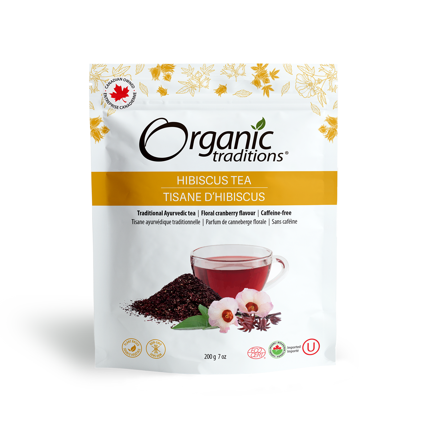 organic traditions hibiscus tea front of bag image