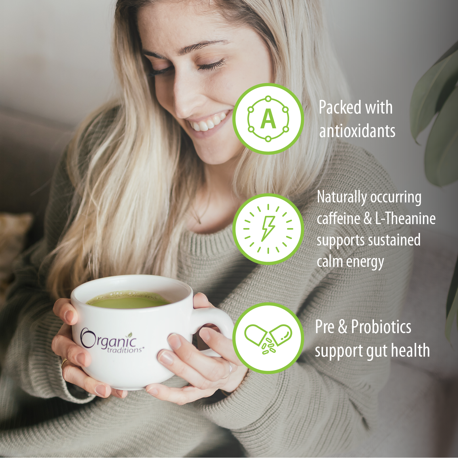 Organic Matcha Latte with Probiotics