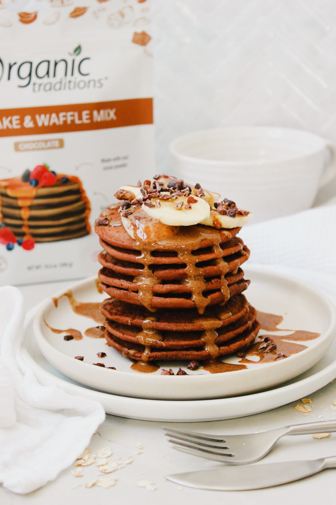 organic traditions chocolate pancakes stack